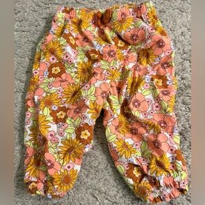 Wonder Nation Pink and Yellow Floral Baby Jogger Pants - 6-9 months